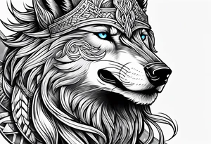 Viking wolf in a Viking style tattoo idea