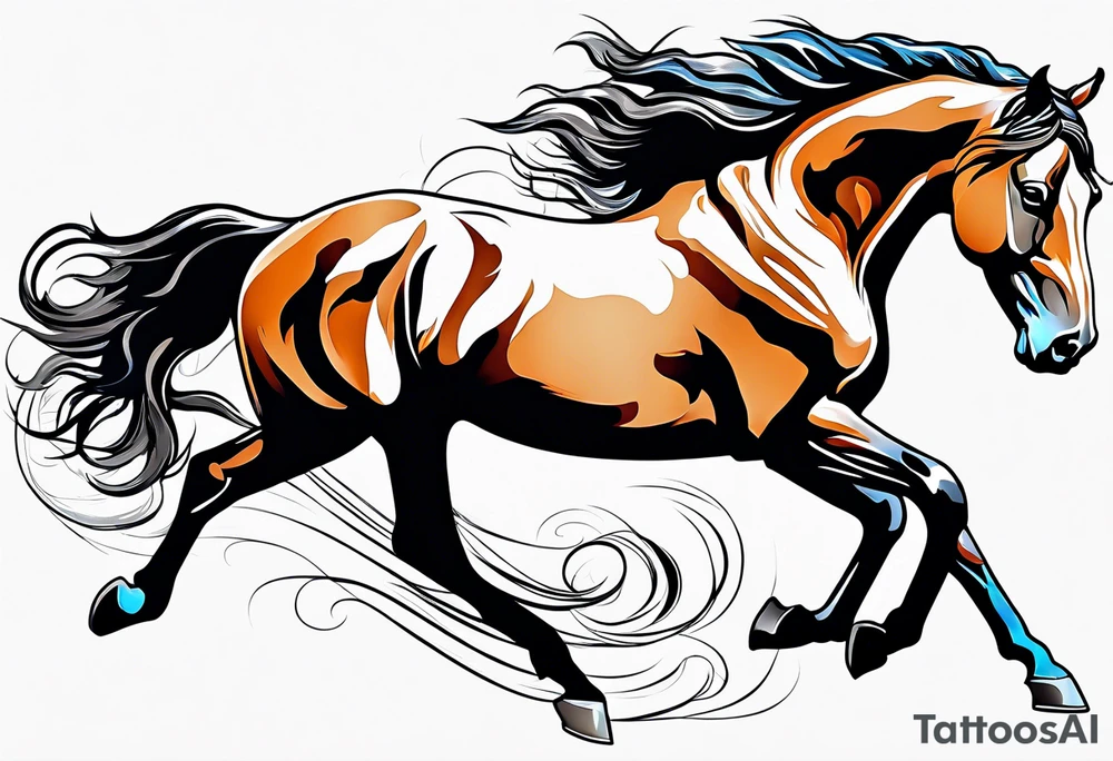 Galloping horse tattoo idea