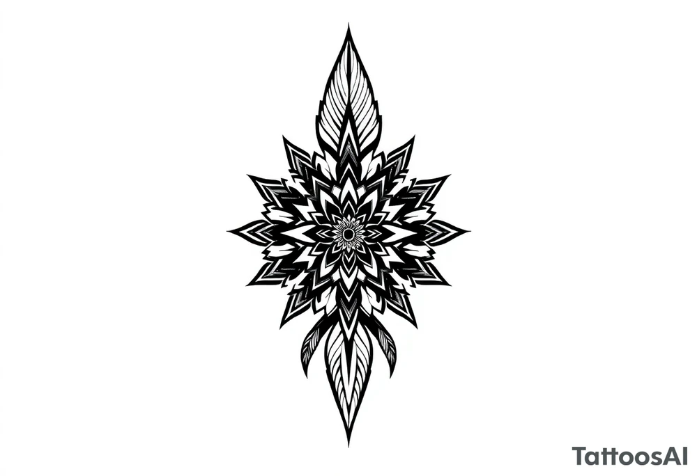 spiritual feather indian mandala shaman tattoo idea