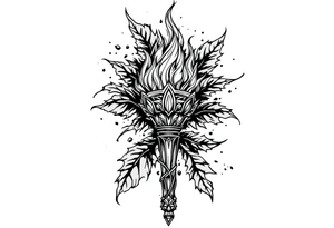 Leadership torch with a background of a lot of fig leaves tattoo idea