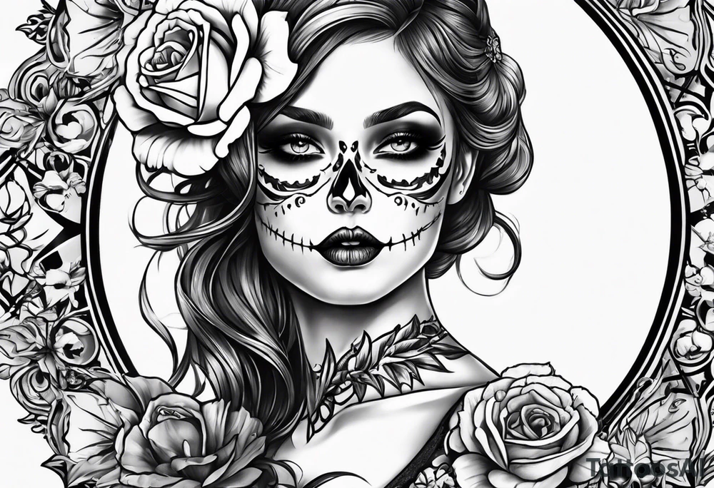 lady skeleton tattoo idea