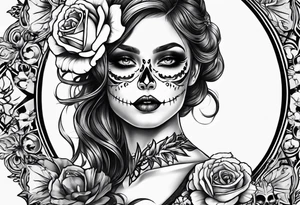 lady skeleton tattoo idea
