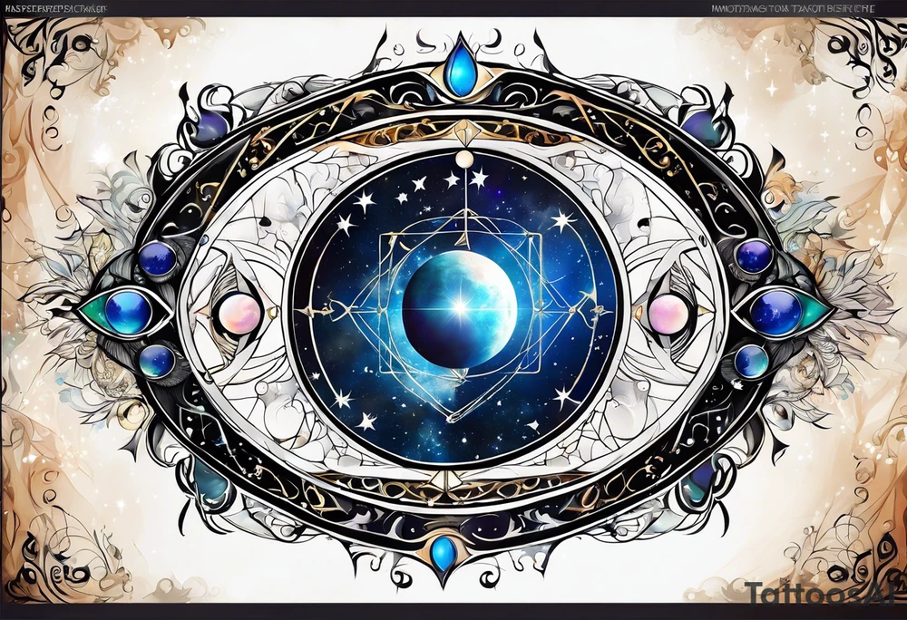 Astrology, Gemini, Natal Chart, angelic, vision, planetary, yin yang, the moon, spiritual third eye, mystical armband tattoo idea