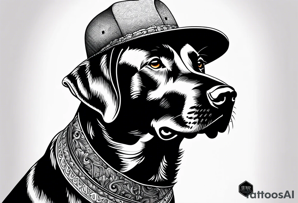 Labrador wearing a hat tattoo idea