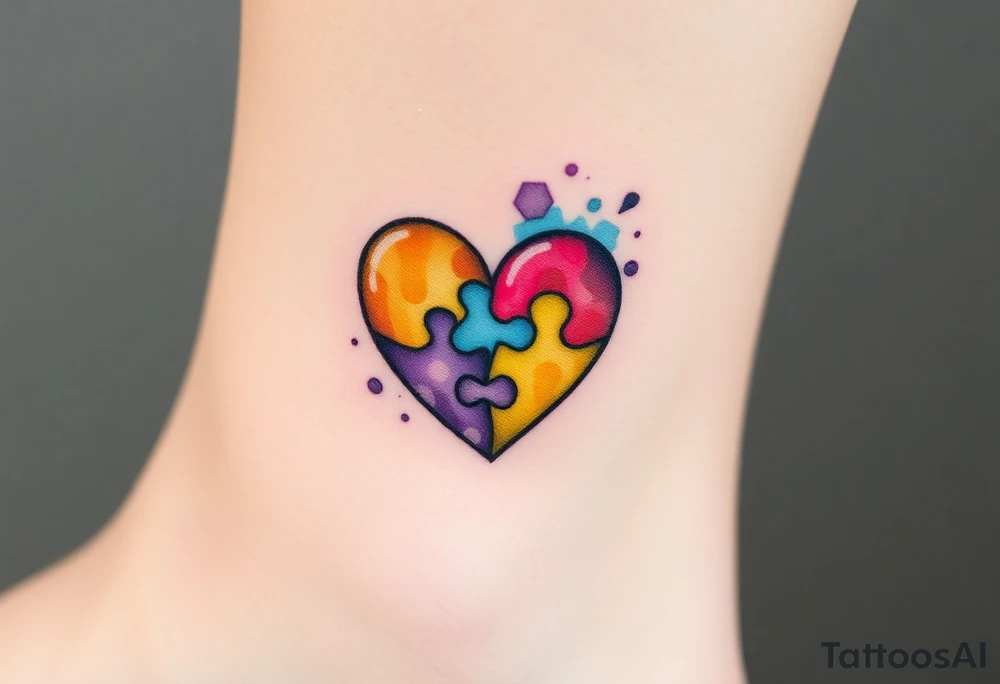 autism heart puzzle shape symbol tattoo idea