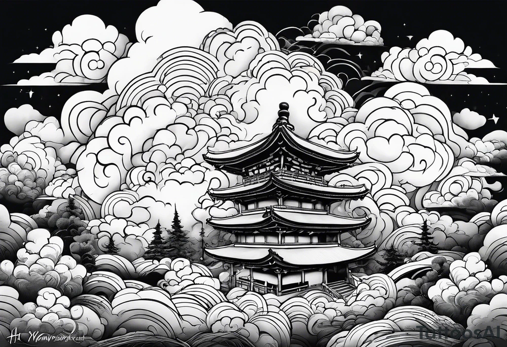 cloud pattern tattoo idea
