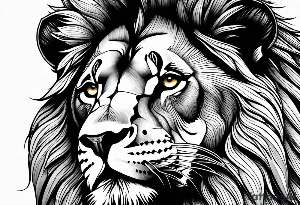 powerful majestic lion, close-up tattoo idea
