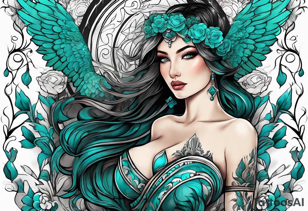 The name Drew with teal tattoo idea