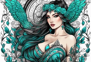 The name Drew with teal tattoo idea