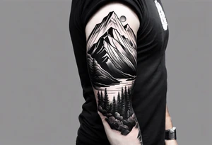 Arm sleeve with a mountain tattoo idea