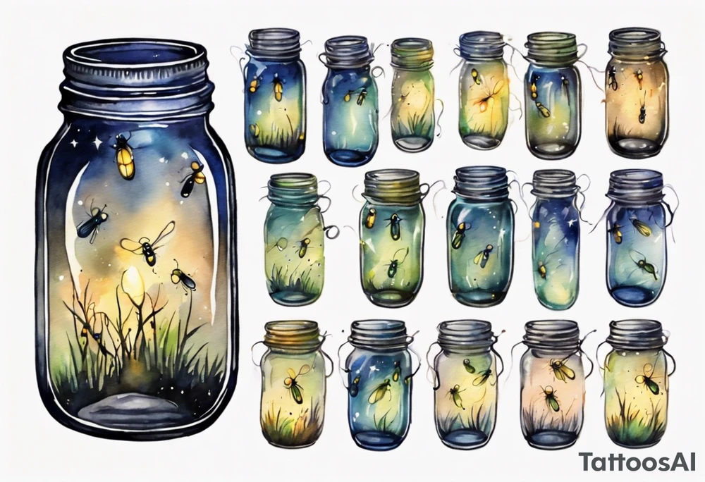 Fireflies coming out of a mason jar tattoo idea