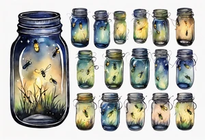 Fireflies coming out of a mason jar tattoo idea