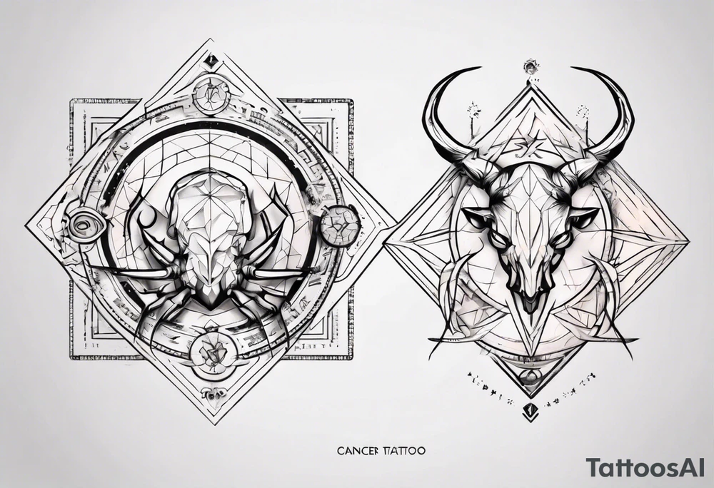 Couple tattoo with cancer horoscope tattoo idea