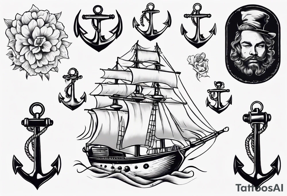 old Dutch style old style with anchor tattoo idea