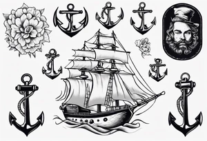 old Dutch style old style with anchor tattoo idea