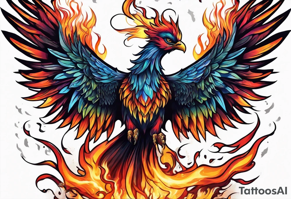 a pheonix raising from the ashes tattoo idea