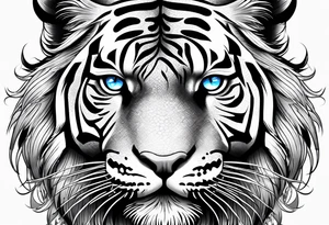 Tiger with blue eyes that turns into a snake tattoo idea