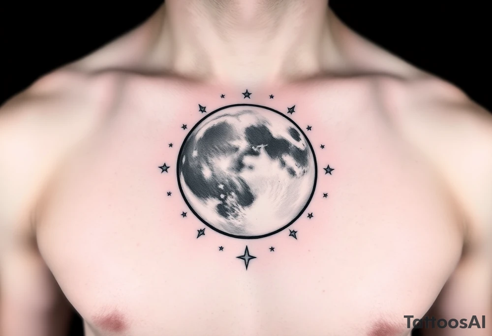 Moon and stars tattoo idea