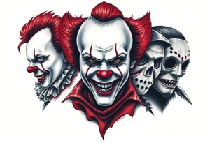 Pennywise, Freddy Krueger, Michael Meyers, jason voorhees, and chucky tattoo idea