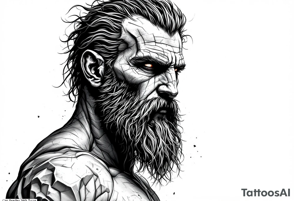 Hades stone portrait Greek mythology tattoo idea