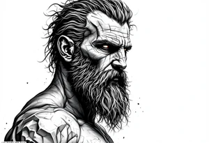 Hades stone portrait Greek mythology tattoo idea