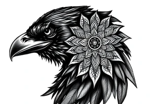 black raven with mandala tattoo idea