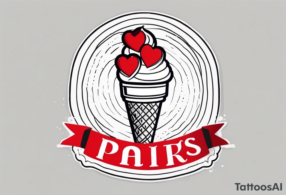 small ice cream cone with small red heart on it somewhere while representing Paris tattoo idea small ice cream cone with small red heart on it somewhere while representing Paris tattoo idea