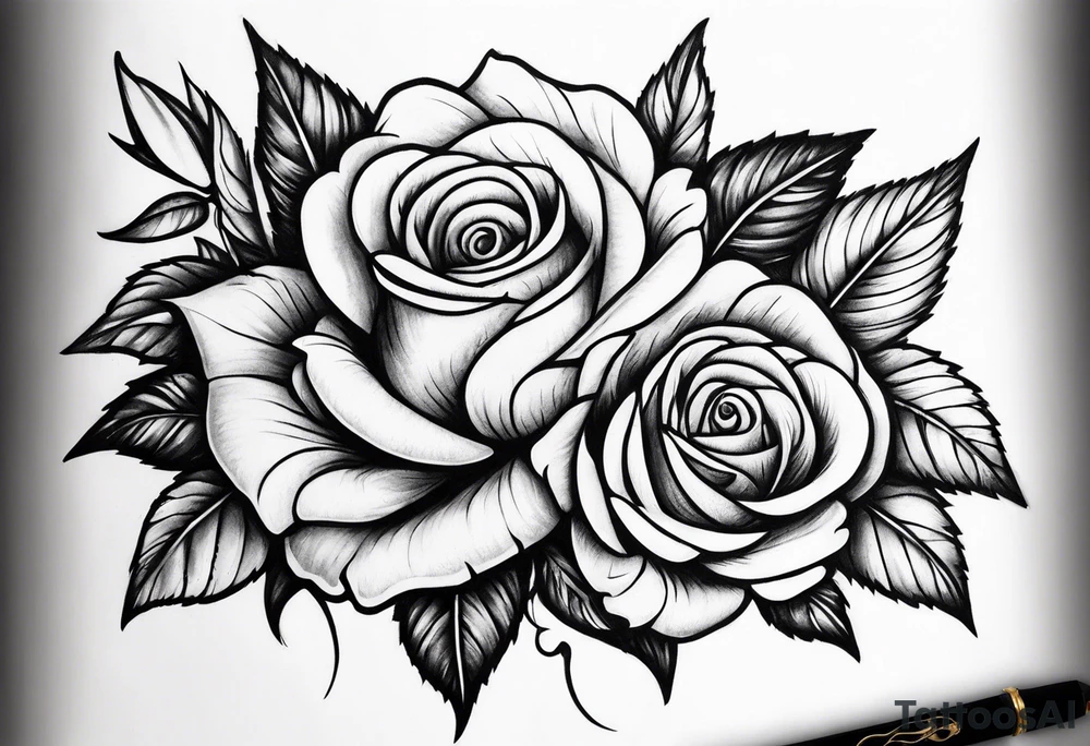 Dagger stabbing roses tattoo idea