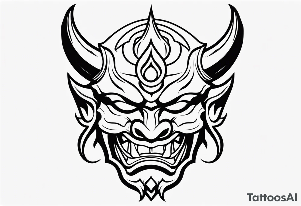 Protection against evil Oni mask tattoo idea