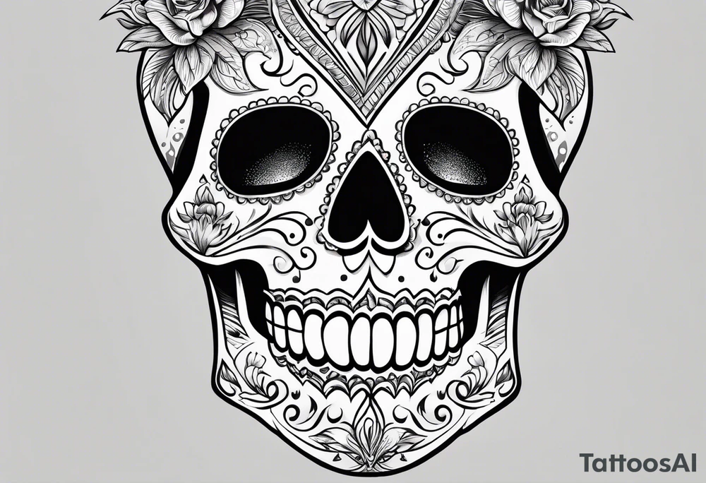 Day of the dead by itself skull with shading tattoo idea