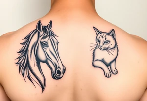 Horse and cat bond tattoo idea