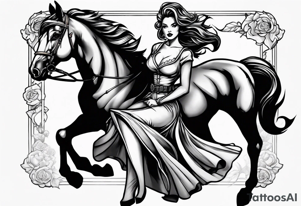 Pinup headless horsewoman tattoo idea