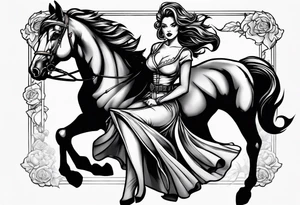 Pinup headless horsewoman tattoo idea