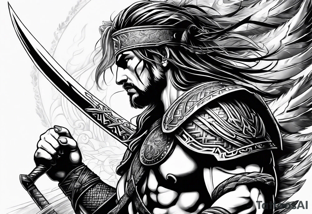 Valhalla sword warrior tattoo idea