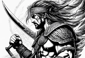 Valhalla sword warrior tattoo idea