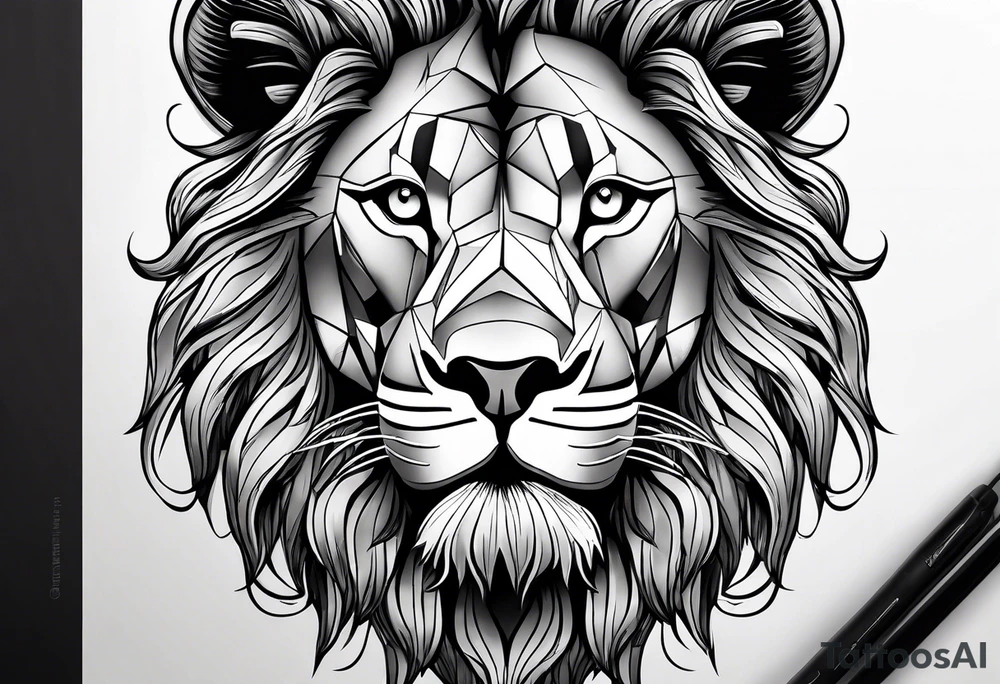 powerful majestic lion, close-up tattoo idea