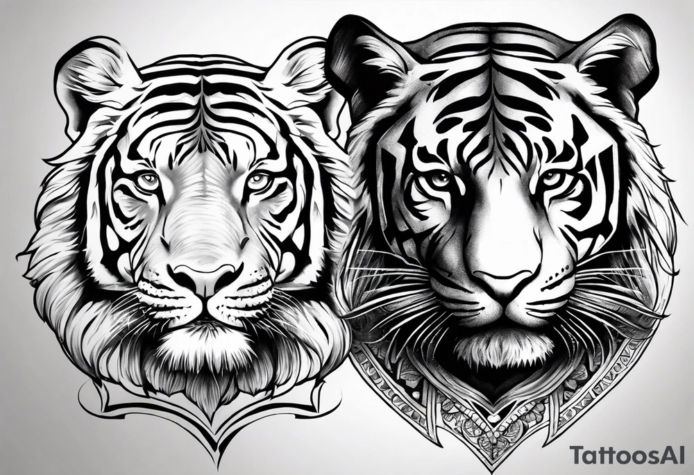 Elephant and tiger tattoo idea