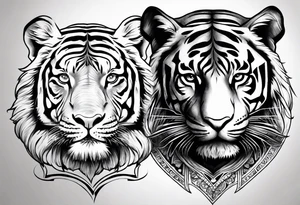 Elephant and tiger tattoo idea