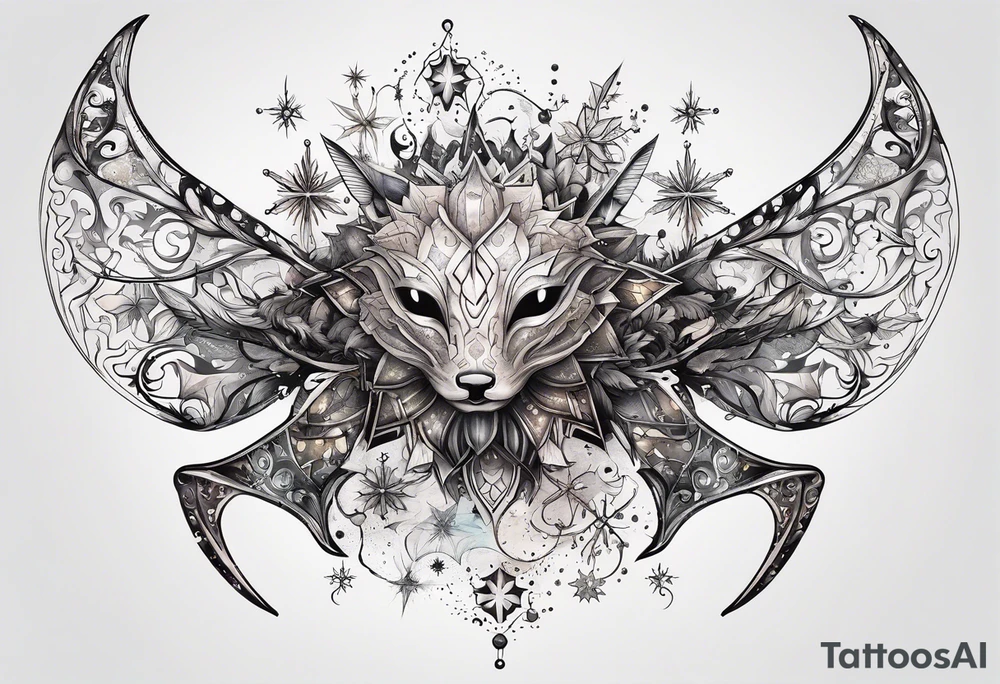Constellation, animal alien, snowflake tattoo idea
