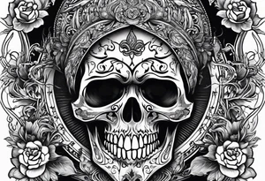 blackout style with skull arm desings tattoo idea