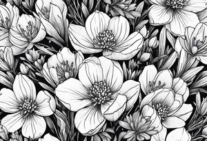 One art style bouquet of bluebonnets tattoo idea