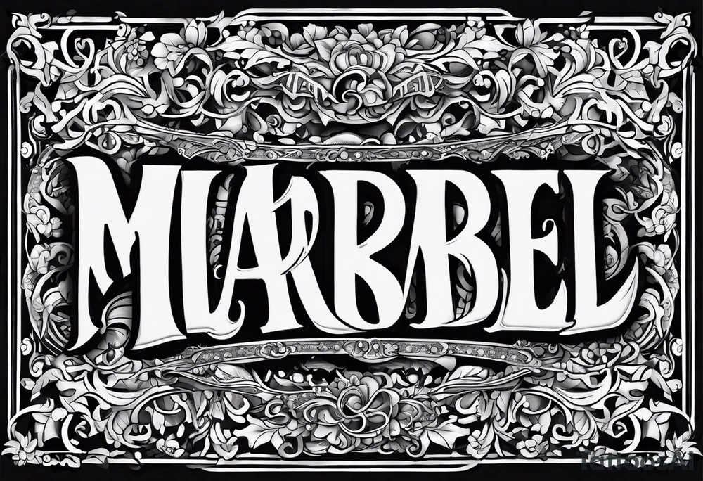 Lettering name spelling out “marabel” tattoo idea Lettering name spelling out “marabel” tattoo idea