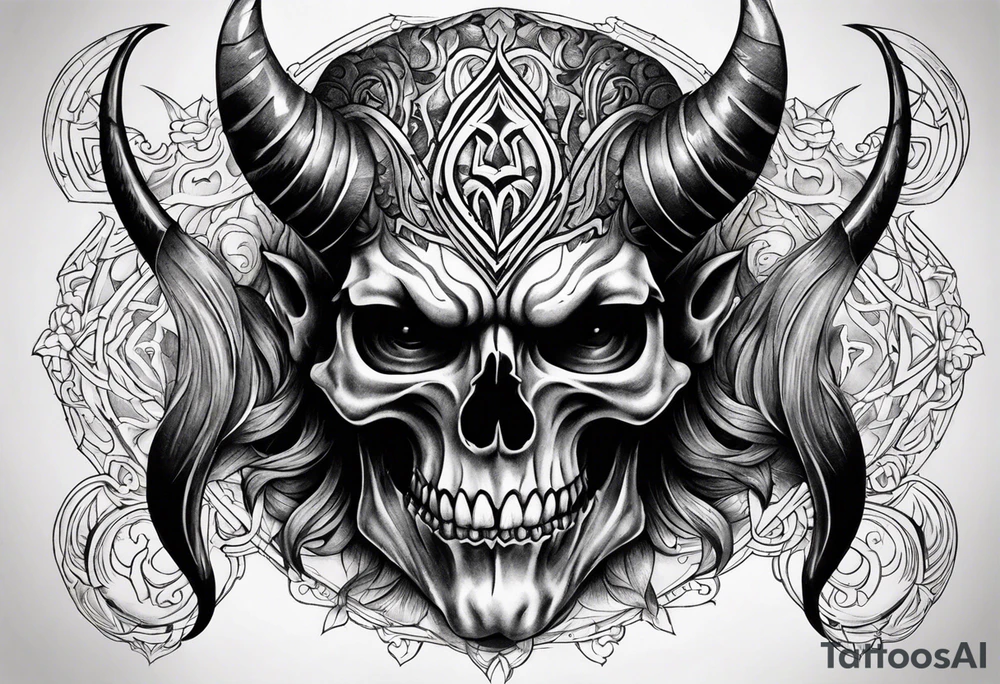 devil skull tattoo idea
