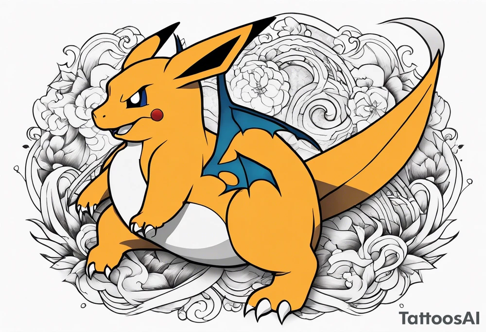 Charizard holding pikachu tattoo idea