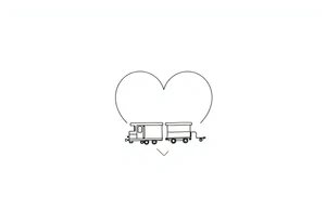 A train with carriages in the shape of a heart tattoo idea