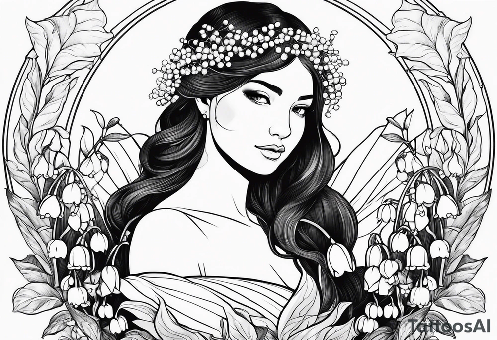 Lily of the valley with a fairy resting on it tattoo idea