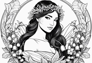 Lily of the valley with a fairy resting on it tattoo idea