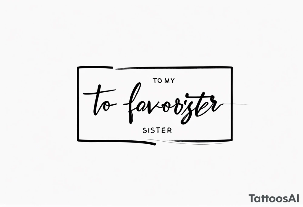 The handwritten words "to my favorite sister" written in a simple way. delicate tattoo. add a simple tattoo accent to the words tattoo idea