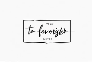 The handwritten words "to my favorite sister" written in a simple way. delicate tattoo. add a simple tattoo accent to the words tattoo idea