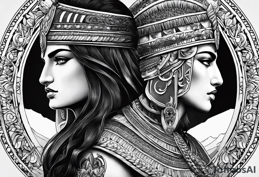 Alexander the Great & Cleopatra back to back just the head tattoo idea Alexander the Great & Cleopatra back to back just the head tattoo idea